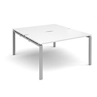 Adapt II back to back desks 1400mm x 1600mm - silver frame, white top