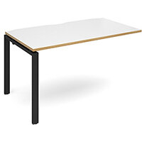 Adapt II add on unit single 1400mm x 800mm - black frame, white top with oak edging Adapt II add on unit single 1400mm x 800mm - black frame, white top with oak edging