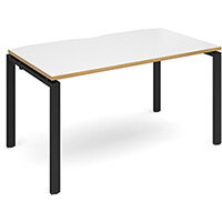 Adapt II starter unit single 1400mm x 800mm - black frame, white top with oak edging Adapt II starter unit single 1400mm x 800mm - black frame, white top with oak edging