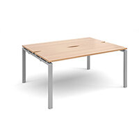 Adapt II back to back desks 1600mm x 1200mm - silver frame, beech top