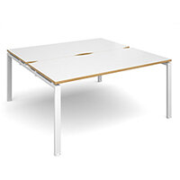 Adapt II starter units back to back 1600mm x 1600mm - white frame, white top with oak edging Adapt II starter units back to back 1600mm x 1600mm - white frame, white top with oak edging