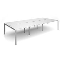 Adapt II triple back to back desks 3600mm x 1600mm - silver frame, white top