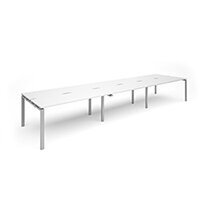 Adapt II triple back to back desks 4800mm x 1200mm - silver frame, white top