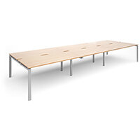 Adapt II triple back to back desks 4800mm x 1600mm - silver frame, beech top Adapt II triple back to back desks 4800mm x 1600mm - silver frame, beech top
