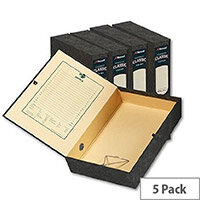 Rexel Classic A4 Box File Lock Spring Black Cloudy 50mm Spine Pack of 5 Rexel Classic A4 Box File Lock Spring Black Cloudy 50mm Spine Pack of 5