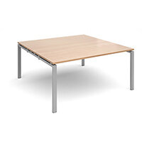 Adapt II square boardroom table 1600mm x 1600mm - silver frame, beech top