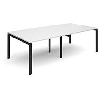 Adapt II rectangular boardroom table 2400mm x 1200mm - black frame, white top