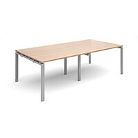 Adapt II rectangular boardroom table 2400mm x 1200mm - silver frame, beech top
