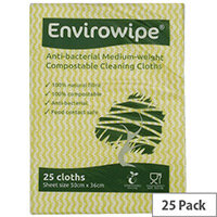 Envirowipe Antibacterial Yellow Colour Coded Cleaning Cloths 25 Pack EWF153 Envirowipe Antibacterial Yellow Colour Coded Cleaning Cloths 25 Pack EWF153