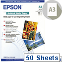 Epson Matte A3 Archival Inkjet Paper 192gsm (Pack of 50) C13S041344 Epson Matte A3 Archival Inkjet Paper 192gsm (Pack of 50) C13S041344