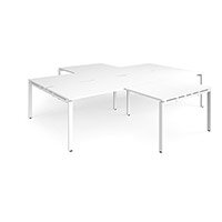 Adapt Back To Back 4 Desk Cluster 3200Mm X 1600Mm With 800Mm Return Desks - White Frame, White Top