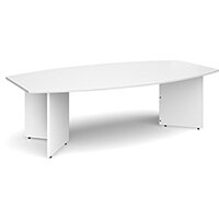 Arrow Head Leg Radial Boat Shaped Boardroom Table 2400mm x 800/1300mm - White