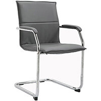 Essen stackable meeting room cantilever chair - grey faux leather