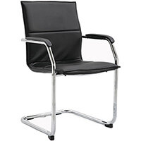 Essen stackable meeting room cantilever chair - black faux leather