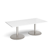 Eternal Rectangular Boardroom Table 2000mm x 1000mm - Brushed Steel Base & White Top
