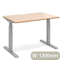 Elev8 Mono Height Adjustable Rectangular Sit-Stand Office Desk 1200mmx800mm With Silver Frame & Beech Top Elev8 Mono Height Adjustable Rectangular Sit-Stand Office Desk 1200mmx800mm With Silver Frame & Beech Top