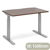 Elev8 Mono Height Adjustable Rectangular Sit-Stand Office Desk 1600mmx800mm With Silver Frame & Walnut Top Elev8 Mono Height Adjustable Rectangular Sit-Stand Office Desk 1600mmx800mm With Silver Frame & Walnut Top