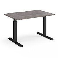 Elev8 Touch Electric Height Adjustable Rectangular Sit Stand Desk with Scallop Cut Out W1200xD800xH675-1175mm Grey Oak Top Black Frame