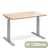 Elev8 Touch Electric Height Adjustable Rectangular Sit Stand Desk with Scallop Cut Out W1200xD800xH675-1175mm Beech Top Silver Frame