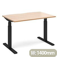 Elev8 Touch Electric Height Adjustable Rectangular Sit Stand Desk with Scallop Cut Out W1400xD800xH675-1175mm Beech Top Black Frame