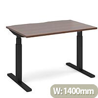 Elev8 Touch Electric Height Adjustable Rectangular Sit Stand Desk with Scallop Cut Out W1400xD800xH675-1175mm Walnut Top Black Frame