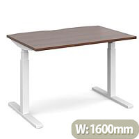 Elev8 Touch Electric Height Adjustable Rectangular Sit Stand Desk with Scallop Cut Out W1600xD800xH675-1175mm Walnut Top White Frame