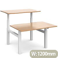 Elev8 Touch Electric Height Adjustable Sit Stand 2 Person Back To Back Bench Desk W1200xD800(x2)xH675-11750mm Beech Top White Frame Elev8 Touch Electric Height Adjustable Sit Stand 2 Person Back To Back Bench Desk W1200xD800(x2)xH675-11750mm Beech Top White Frame