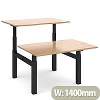 Elev8 Touch Electric Height Adjustable Sit Stand 2 Person Back To Back Bench Desk W1400xD800(x2)xH675-11750mm Beech Top Black Frame Elev8 Touch Electric Height Adjustable Sit Stand 2 Person Back To Back Bench Desk W1400xD800(x2)xH675-11750mm Beech Top Black Frame