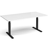 Elev8 Rectangular Height Adjustable Boardroom Table W2000mmxD1000mm With Black Frame & White Top