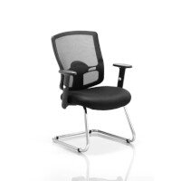 Portland Boardroom & Visitor Cantilever Chair Black Mesh With Arms