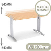 Flex R Height-Adjustable Rectangular Desk 1200x800x640-840mm Beech Flex R Height-Adjustable Rectangular Desk 1200x800x640-840mm Beech
