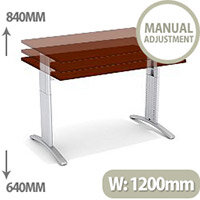 Flex R Height-Adjustable Rectangular Desk 1200x800x640-840mm Walnut Flex R Height-Adjustable Rectangular Desk 1200x800x640-840mm Walnut