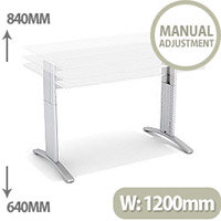 Flex R Height-Adjustable Rectangular Desk 1200x800x640-840mm White Flex R Height-Adjustable Rectangular Desk 1200x800x640-840mm White