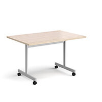 Rectangular fliptop meeting table with silver frame 1200mm x 800mm - maple Rectangular fliptop meeting table with silver frame 1200mm x 800mm - maple