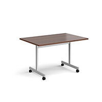 Rectangular fliptop meeting table with silver frame 1200mm x 800mm - walnut Rectangular fliptop meeting table with silver frame 1200mm x 800mm - walnut