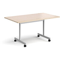 Rectangular fliptop meeting table with silver frame 1400mm x 800mm - maple Rectangular fliptop meeting table with silver frame 1400mm x 800mm - maple