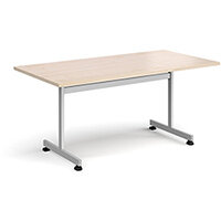 Rectangular fliptop meeting table with silver frame 1600mm x 800mm - maple Rectangular fliptop meeting table with silver frame 1600mm x 800mm - maple