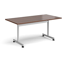 Rectangular fliptop meeting table with silver frame 1600mm x 800mm - walnut Rectangular fliptop meeting table with silver frame 1600mm x 800mm - walnut