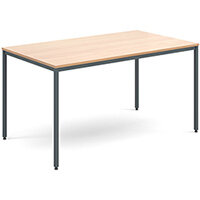 Rectangular flexi table with graphite frame 1400mm x 800mm - beech Rectangular flexi table with graphite frame 1400mm x 800mm - beech