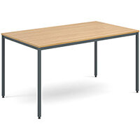 Rectangular flexi table with graphite frame 1400mm x 800mm - oak Rectangular flexi table with graphite frame 1400mm x 800mm - oak