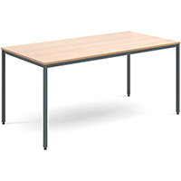 Rectangular flexi table with graphite frame 1600mm x 800mm - beech Rectangular flexi table with graphite frame 1600mm x 800mm - beech