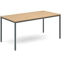 Rectangular flexi table with graphite frame 1600mm x 800mm - oak Rectangular flexi table with graphite frame 1600mm x 800mm - oak