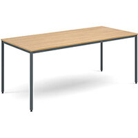 Rectangular flexi table with graphite frame 1800mm x 800mm - oak Rectangular flexi table with graphite frame 1800mm x 800mm - oak