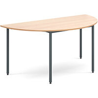 Semi circular flexi table with graphite frame 1600mm x 800mm - beech Semi circular flexi table with graphite frame 1600mm x 800mm - beech