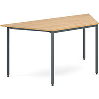 Trapezoidal flexi table with graphite frame 1600mm x 800mm - oak Trapezoidal flexi table with graphite frame 1600mm x 800mm - oak