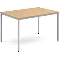 Rectangular flexi table with silver frame 1200mm x 800mm - oak Rectangular flexi table with silver frame 1200mm x 800mm - oak