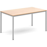 Rectangular flexi table with silver frame 1400mm x 800mm - beech Rectangular flexi table with silver frame 1400mm x 800mm - beech