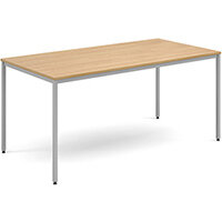 Rectangular flexi table with silver frame 1600mm x 800mm - oak Rectangular flexi table with silver frame 1600mm x 800mm - oak