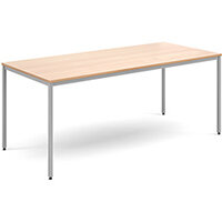 Rectangular flexi table with silver frame 1800mm x 800mm - beech Rectangular flexi table with silver frame 1800mm x 800mm - beech