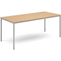 Rectangular flexi table with silver frame 1800mm x 800mm - oak Rectangular flexi table with silver frame 1800mm x 800mm - oak